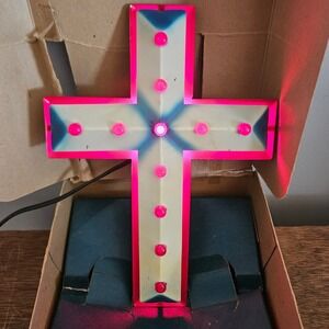 Vtg NOMA Illuminated Cross 1201 Electric Light Original Box Made in USA MCM Rare